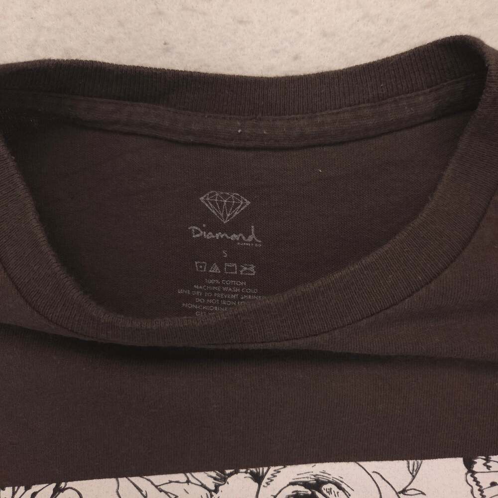 Diamond Graphic Casual Crew Neck Short Sleeve T Shirt Mens Size Small S Brown - Picture 3 of 9